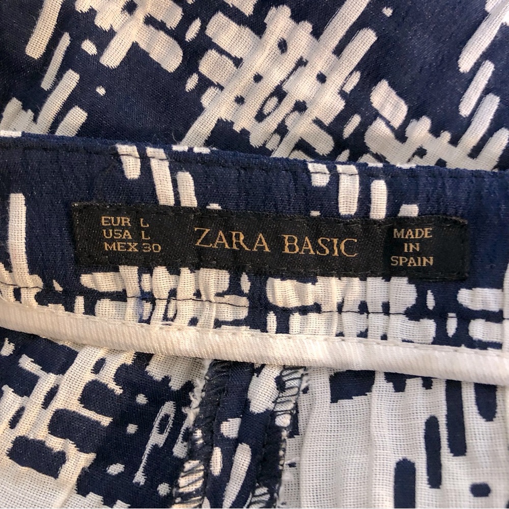 Zara. Zara Basic White Navy Patterns Lightweight … - image 6